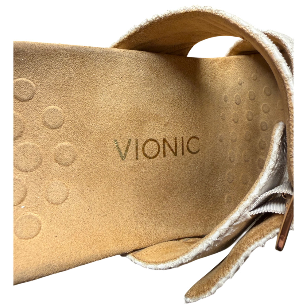 VIONIC Skylar Women 9 White Sandal Snake Print Adjustable Slide Orthotic Comfort - Picture 10 of 12